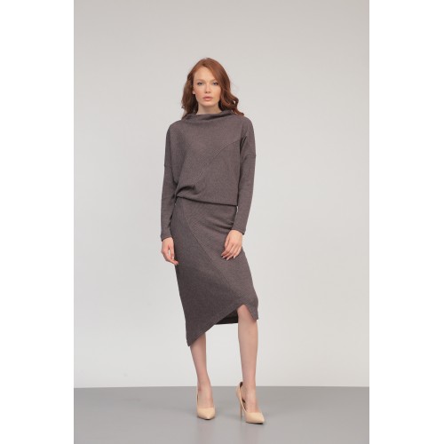 Рокля  плетиво бежов меланж 358 Рокля  плетиво бежов меланж 358